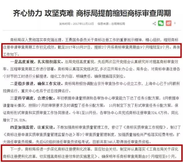 重磅！商标受理通知缩短至1个月，审查周期缩短至6个月